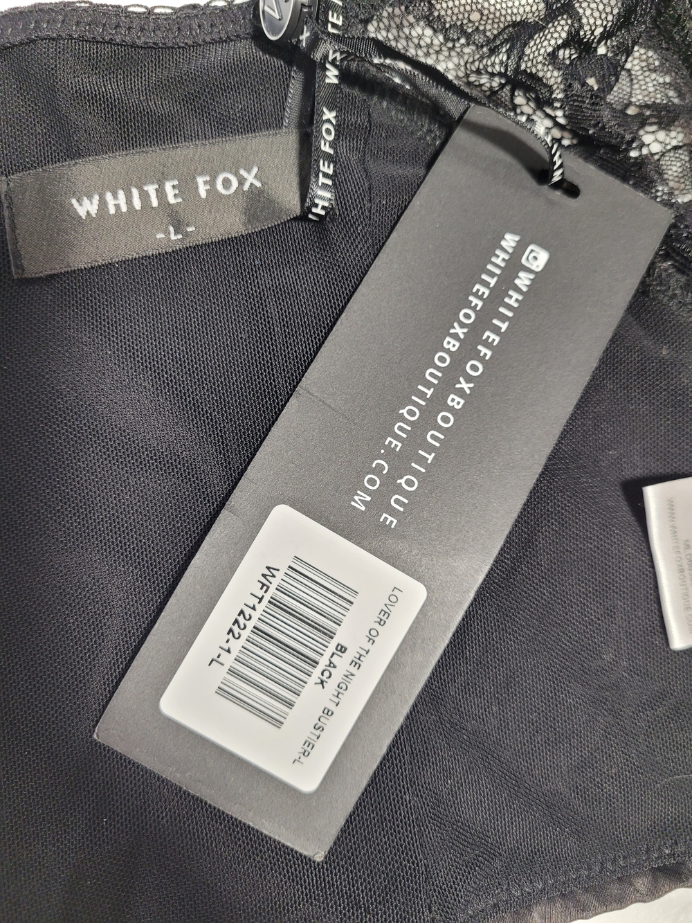 White Fox Boutique Black Lace-Trim Satin Bustier Camisole - Picture 3 of 4